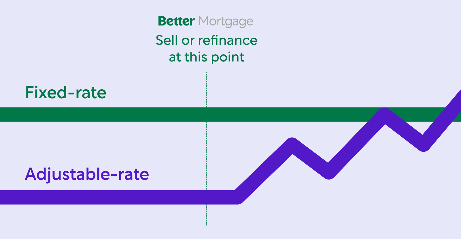 "Graph of fixed interest and adjustable rate mortgage