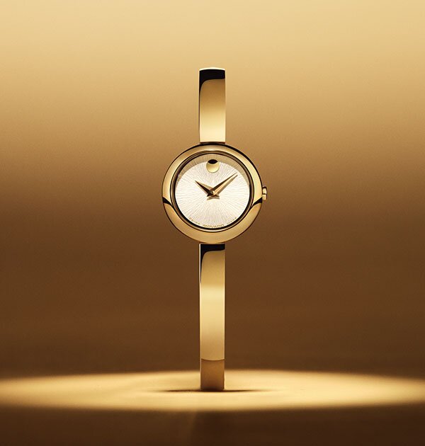 Gold tone Museum Bangle watch.