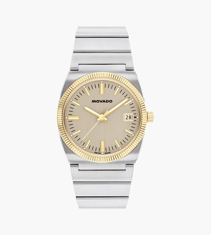 Ondoplan watch with silver bracelet and champagne dial