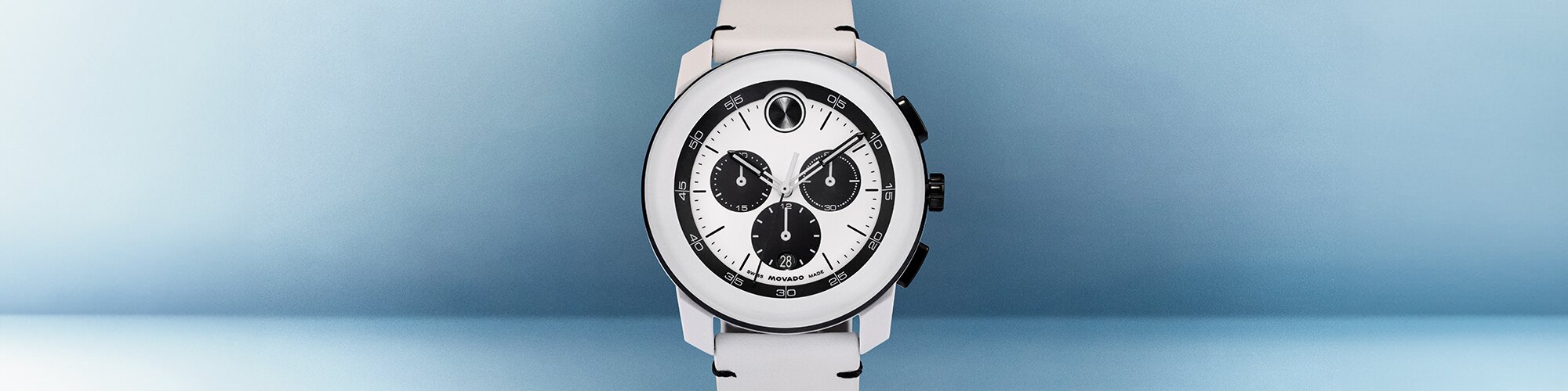 BOLD TR90 Chronograph watch with white strap and chronograph dial with black accents