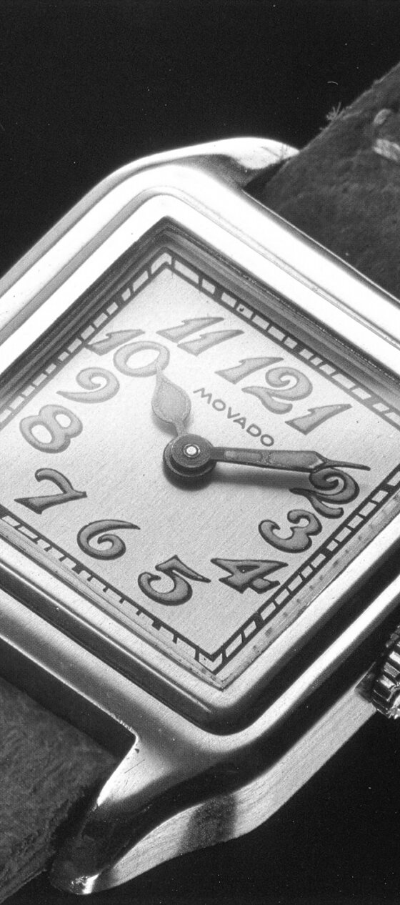 Original Heritage 1917 watch with brown strap and square beige dial.