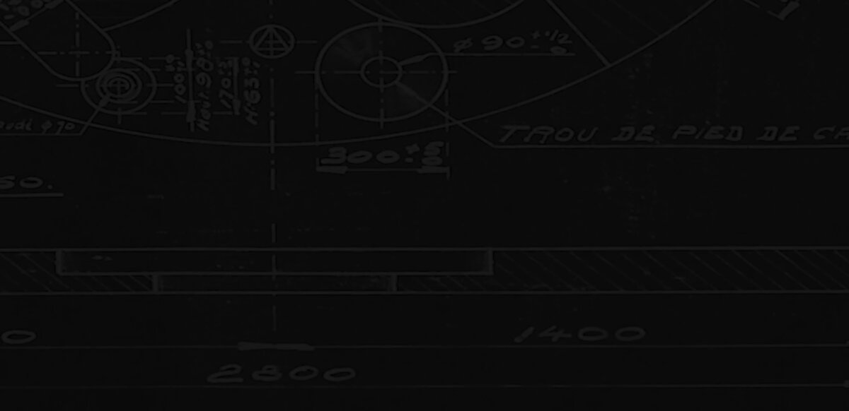 Black background with a technical sketch on top.