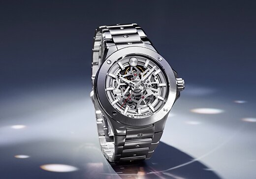 Stainless Steel Alta SE watch with skeleton dial.
