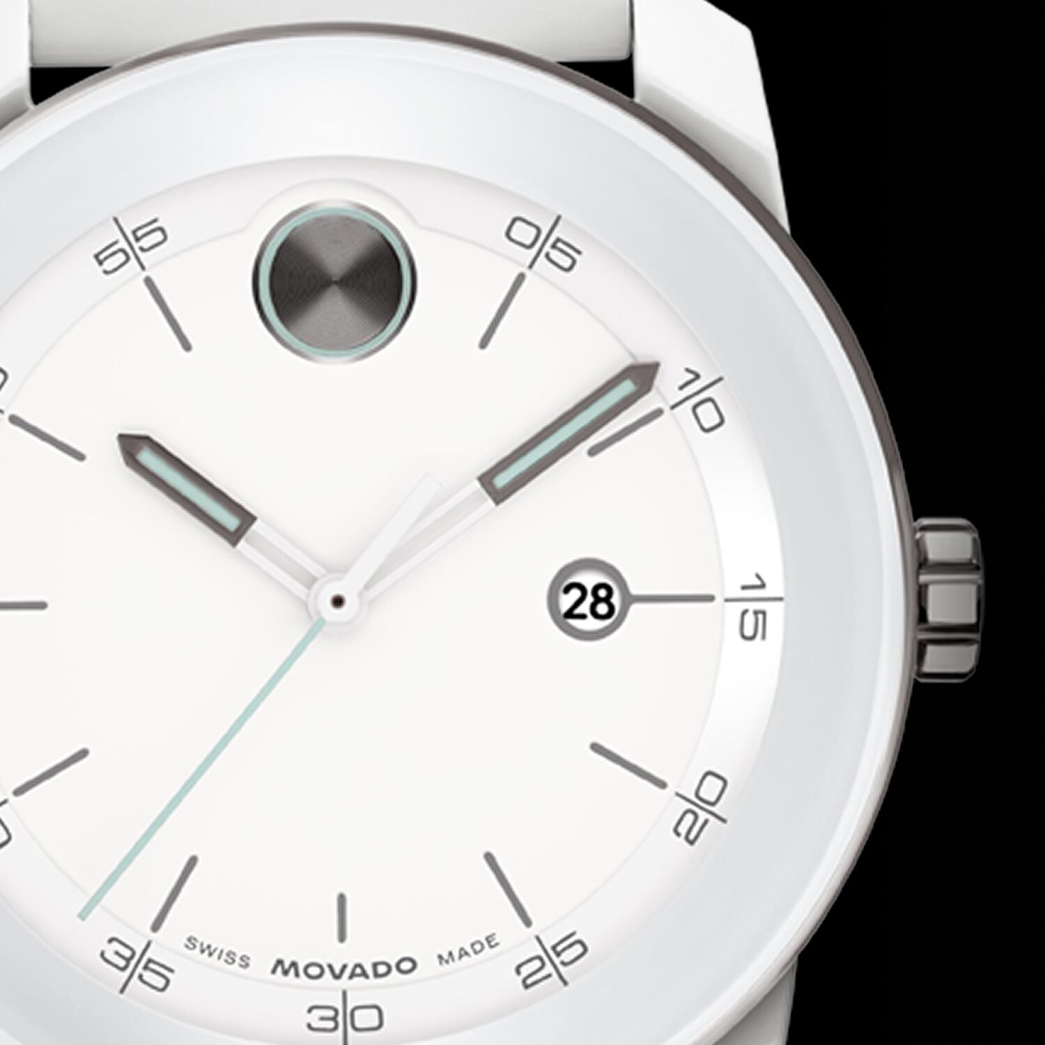 Zoomed in white BOLD TR90 watch.