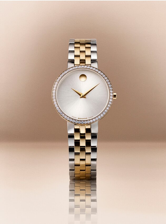 Two Tone women's Museum Classic watch with lab grown diamond bezel.