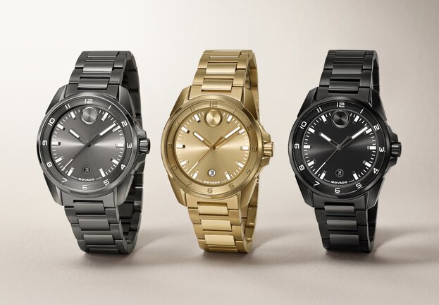 BOLD Verso S bracelet watches in grey plating, gold tone and black plating.