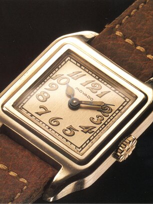 Original Heritage 1917 watch with brown strap and square beige dial.