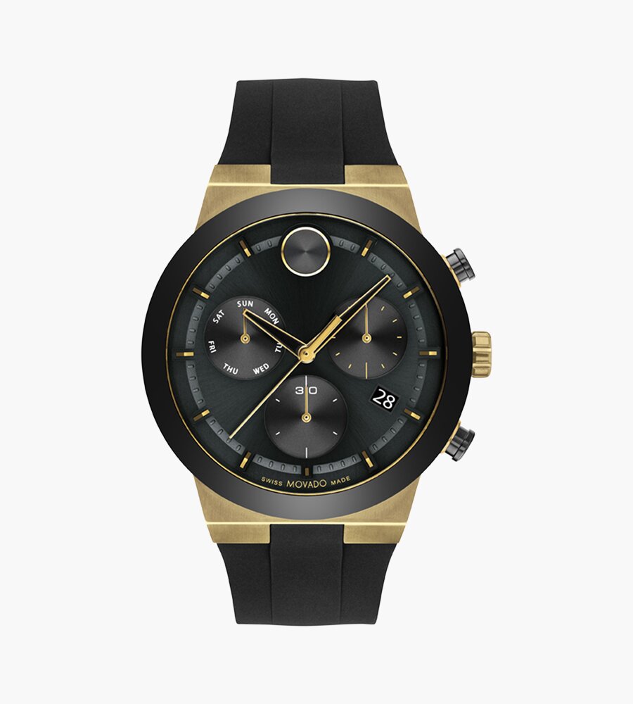 Black BOLD Fusion watch with strap and chronograph dial