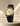 Heritage Kingmatic watch with black leather strap and gold square dial.