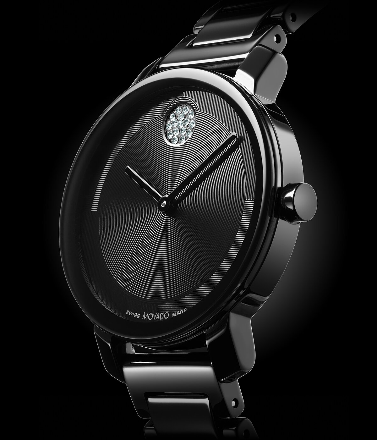 Black BOLD Evolution 2.0 ceramic bracelet watch with crystal set dot.