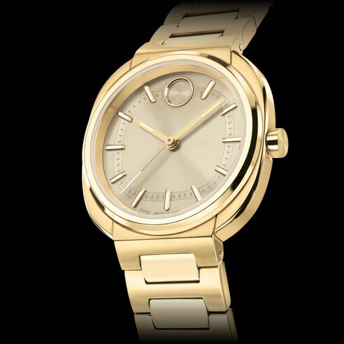 Gold tone BOLD Nuvo bracelet watch.