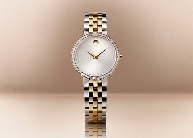 Two tone Museum Classic watch with lab grown diamond bezel