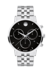 Museum Classic Chronograph watch with stainless steel bracelet and black dial with stainless steel accents.