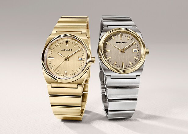 Heritage Ondoplan watch with stainless steel bracelet and blue dial.