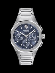 Alta Centurion Chronograph watch with stainless steel bracelet and blue dial.