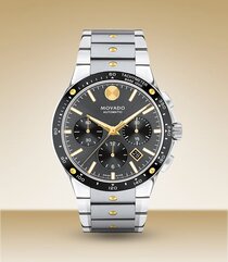 Alta SE watch with stainless steel bracelet and black chronograph dial.