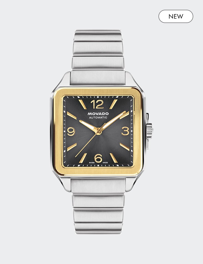 Stainless Steel Heritage 1917 bracelet watch with grey square dial and "new" badge in the top right corner.