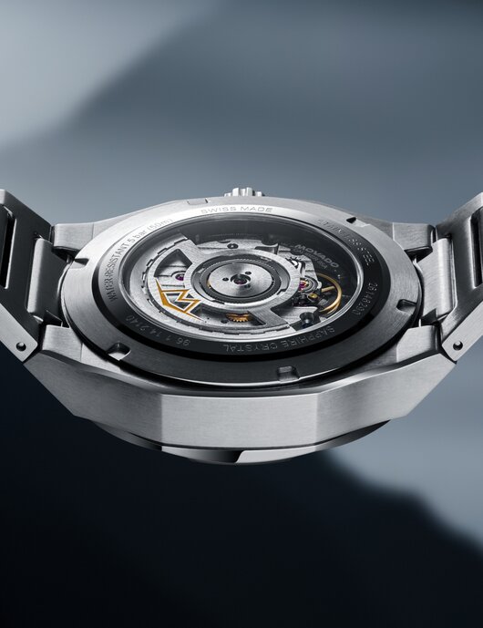The caseback of the Alta Centurion watch showcasing the exposed automatic movement
