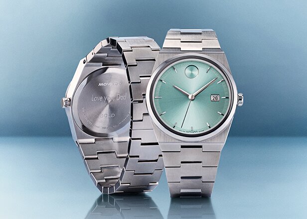 Silver BOLD Quest bracelet watch with blue dial 