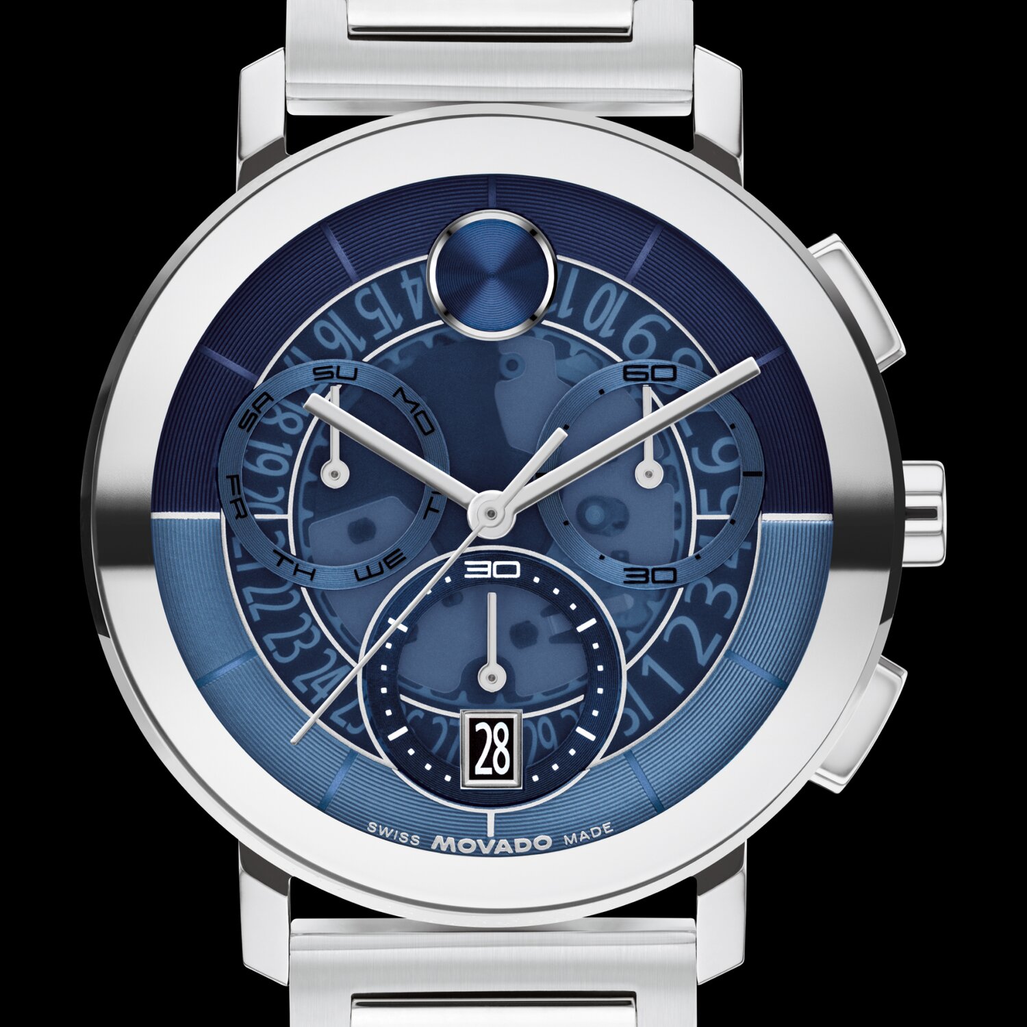 Silver tone bracelet BOLD Evolution 2.0 watch with blue Skeleton Chronograph dial