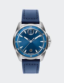 Blue BOLD Verso S leather watch.