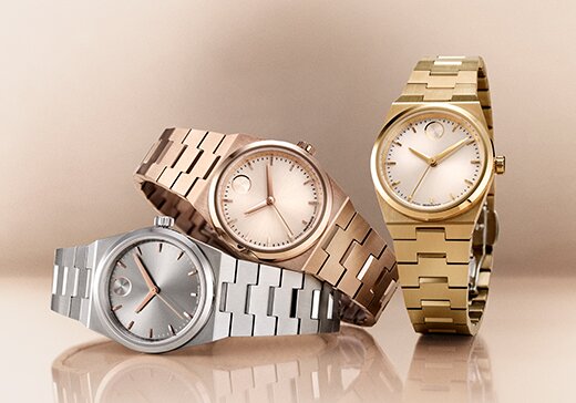 Silver, rose gold tone and gold tone BOLD Quest Mini watches