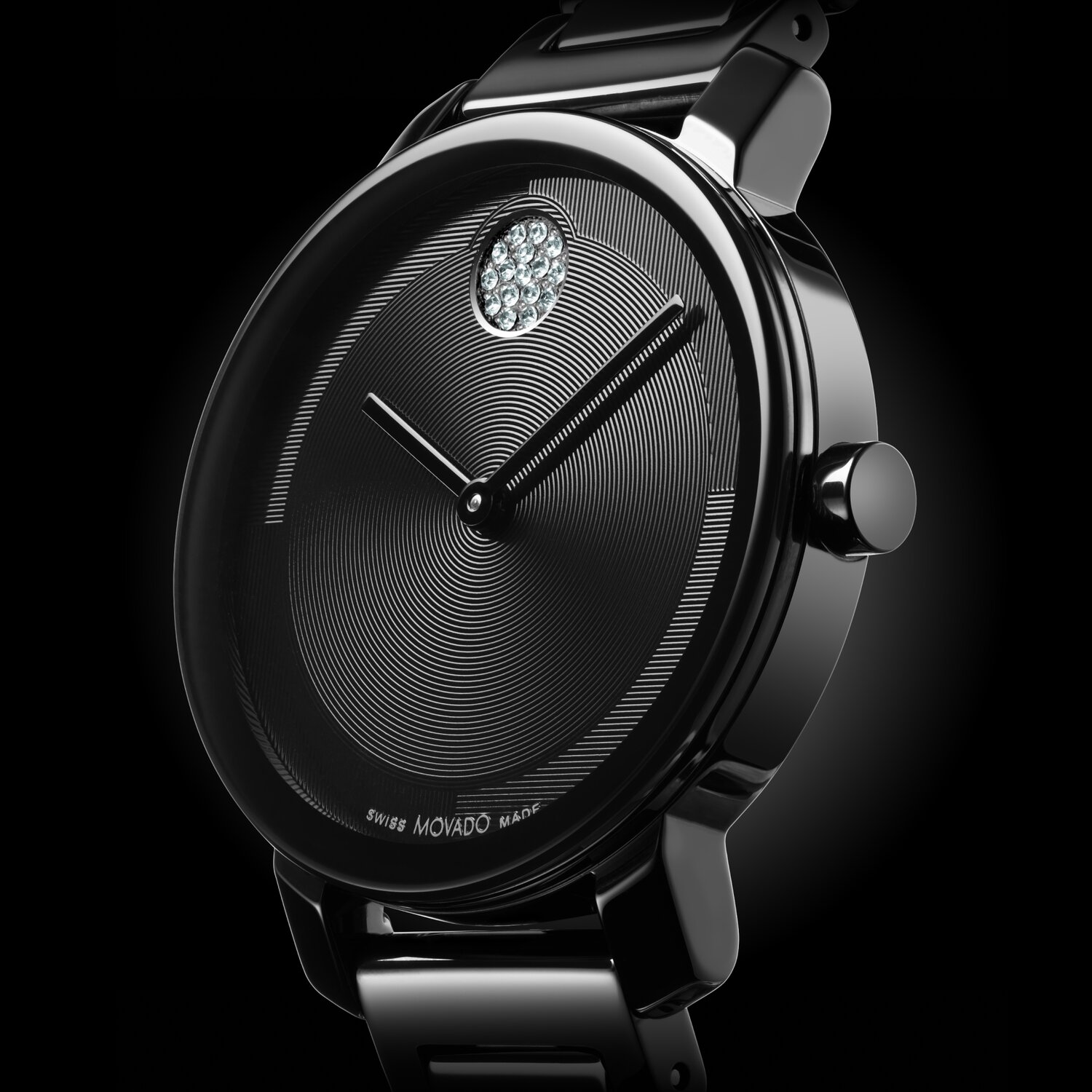 Black BOLD Evolution 2.0 ceramic bracelet watch with crystal set dot.