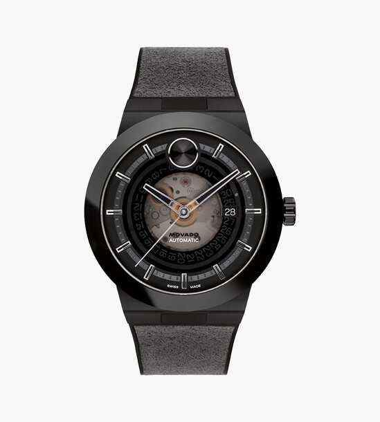 BOLD Fusion watch with black strap and skeleton dial