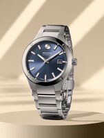 Museum Imperiale watch with stainless steel bracelet and blue dial.