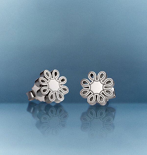Silver Fleur stud earrings