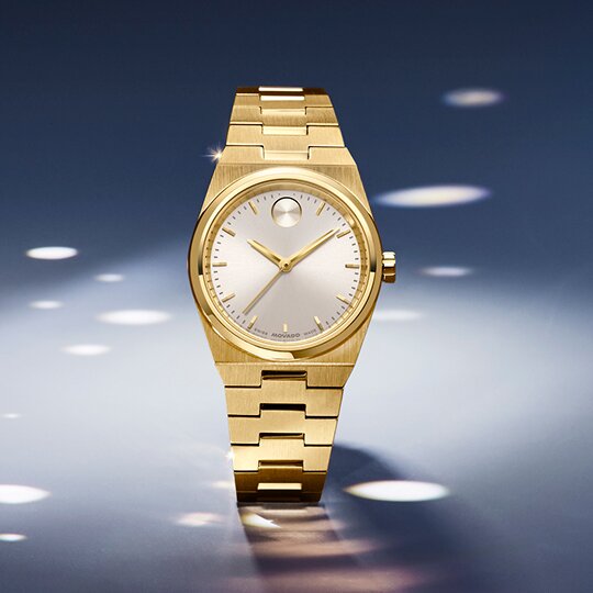 Gold tone BOLD Quest Mini bracelet watch.
