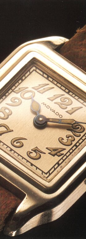 Original Heritage 1917 watch with brown strap and square beige dial.