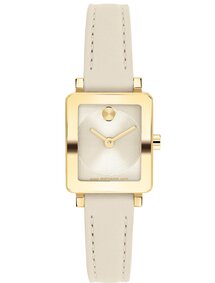 Taupe BOLD Evolution 2.0 Mini leather watch with square dial.