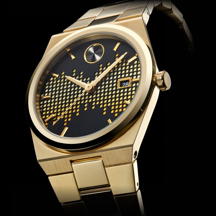 Men's silver Museum Imperiale bracelet watch with gold accents next to a women's gold tone Museum Imperiale bracelet watch with champagne dial.