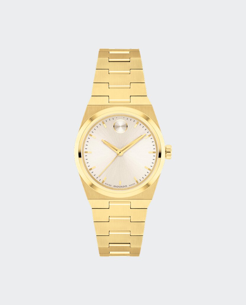 Gold tone BOLD Quest Mini bracelet watch.