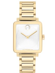 Gold tone BOLD Evolution 2.0 bracelet watch with white square dial.
