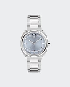 BOLD Nuvo watch with stainless steel bracelet and blue dial.