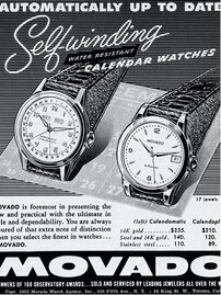 Movado Calendar watches vintage Ad from 1952.