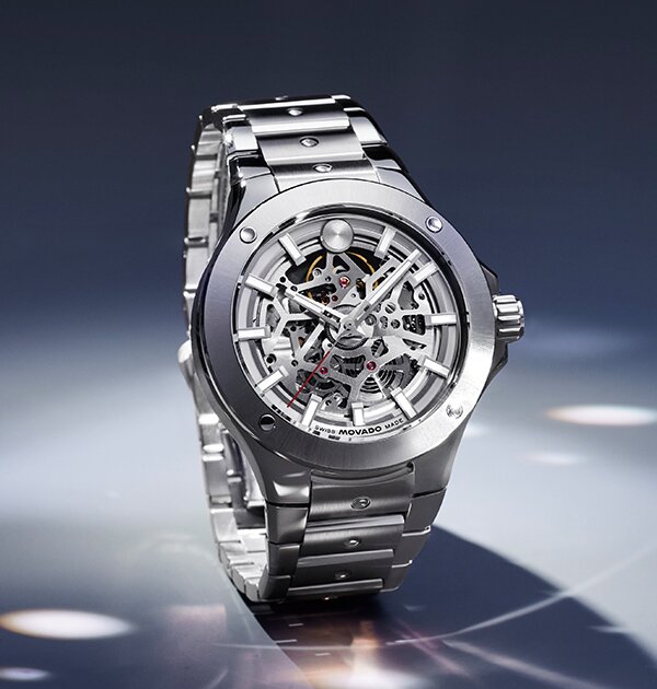 Stainless Steel Alta SE watch with skeleton dial.