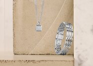 Movado Men's Silver Necklace and Bracelet
