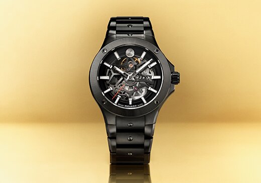Black Alta SE watch with skeleton dial.