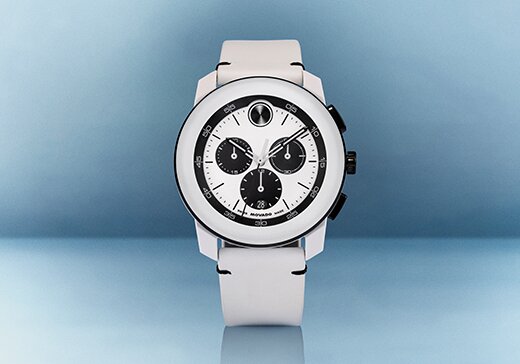 BOLD TR90 watch with white silicone strap and black chronograph sub dials
