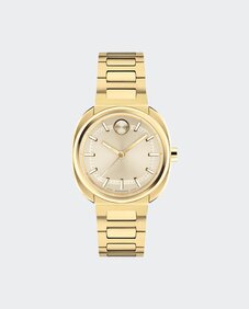 Gold tone BOLD Nuvo bracelet watch.