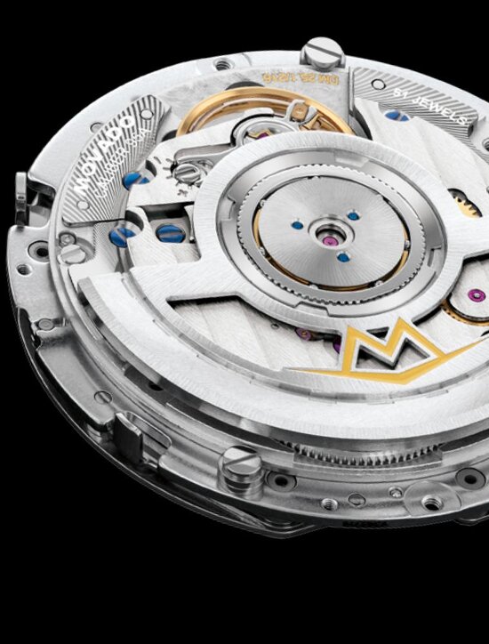 Close up of the Movado Caliber 95A movement.