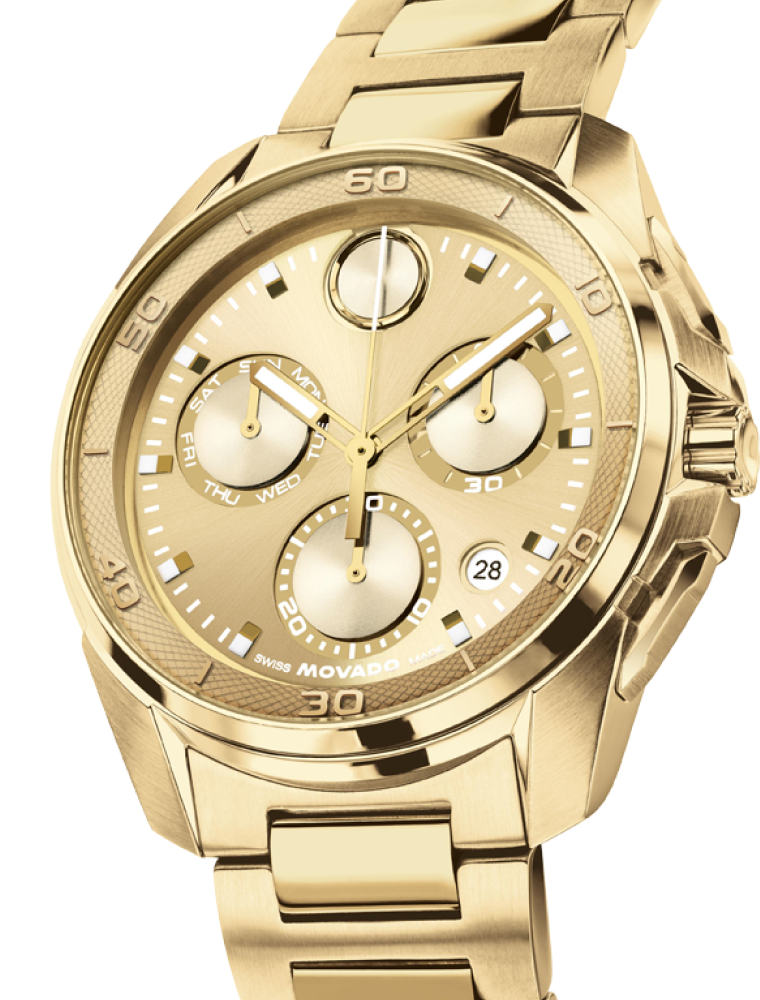 Gold tone BOLD Verso S Chronograph bracelet watch.