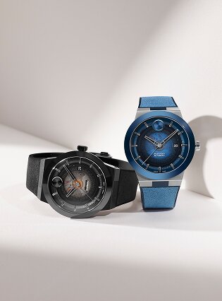 BOLD Fusion skeleton watches in blue and black with straps.