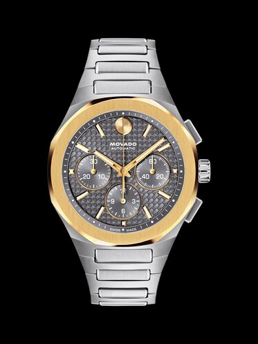 Two Tone Alta Centurion Chronograph bracelet watch with 18K Gold Bezel.