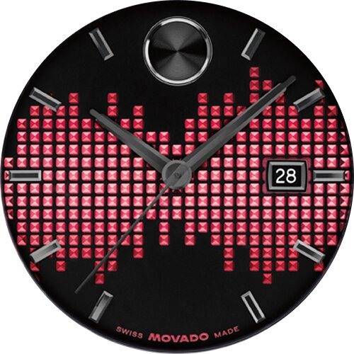 Julianne Moore wearing a black top and white pants, sitting down on a couch, wearing the gold tone Museum Bangle watch with square dial.