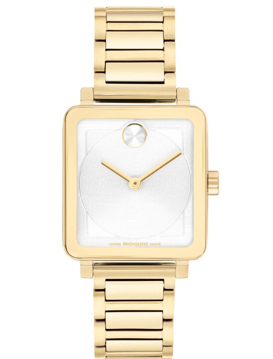 Gold tone BOLD Evolution 2.0 bracelet watch with white square dial.