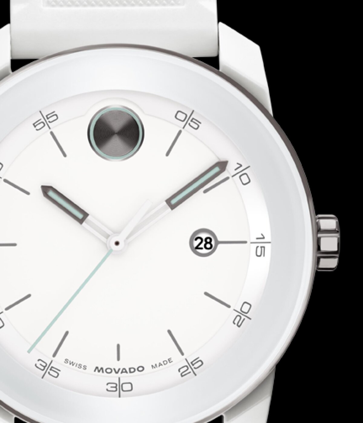 Zoomed in white BOLD TR90 watch.